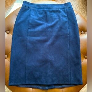 LOFT Faux Suede Navy Blue Pencil Skirt, Size 6